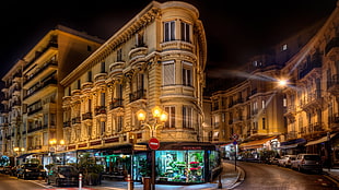 store facade at the corner street HD wallpaper
