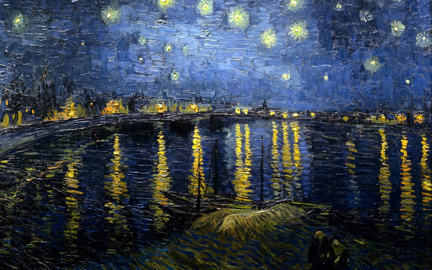 body of water painting, Traditional Artwork, Vincent van Gogh, Starry Night Over The Rhone