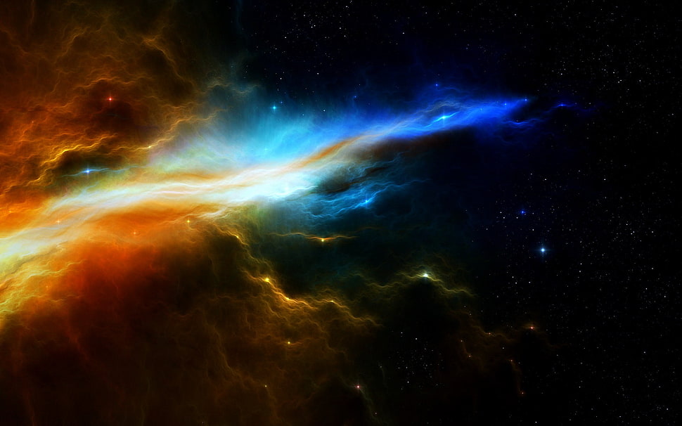 blue and orange galaxy digital wallpaper, space, space art HD wallpaper
