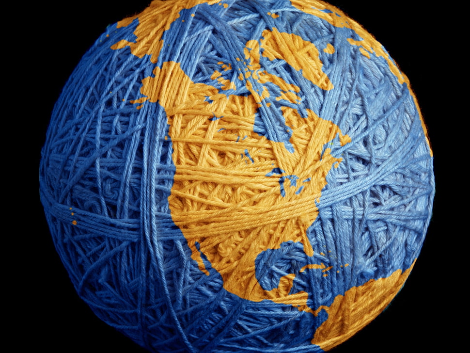 blue and yellow yarn HD wallpaper