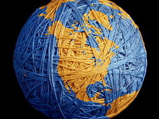 blue and yellow yarn HD wallpaper