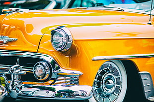 yellow classic car HD wallpaper