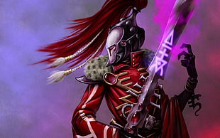 black and red hair curler, Warhammer 40,000, Eldar HD wallpaper