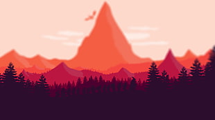 red mountain illustration, Photoshop, digital art, landscape, The Hobbit: An Unexpected Journey HD wallpaper
