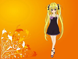 black strapless dressed female anime character HD wallpaper