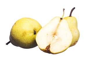 micro photography of three pears