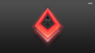 red and black diamond logo illustration, abstract, simple background, artwork, digital art
