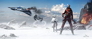 two man standing on snowfield game wallpaper, Star Wars