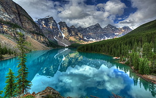brown mountain, nature, HDR, landscape, lake HD wallpaper