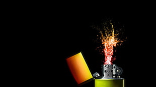 green, red, and orange lighter, lighter, colorful, simple background HD wallpaper