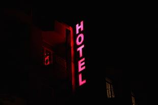 pink Hotel neon sign HD wallpaper