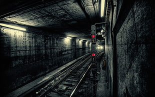 gray steel railway, underground, subway, railway, metro