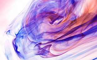 purple and orange abstract painting, paint in water