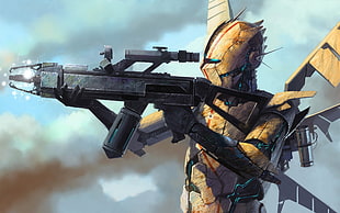 armored soldier wallpaper, artwork, fantasy art, science fiction, robot
