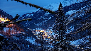 landscape, night, winter, cityscape HD wallpaper