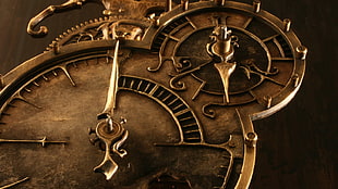 gold mechanical clock, clocks HD wallpaper