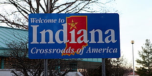 Welcome to Indiana Crossroads of America signage during daytome