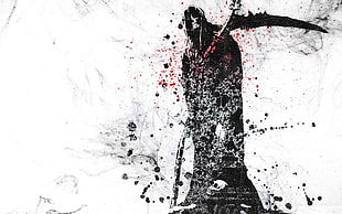grim reaper wallpaper, digital art, artwork, skull, scythe