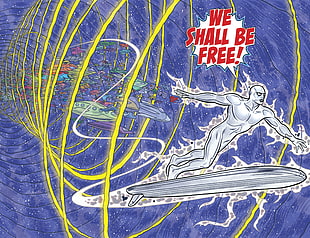 silver surfer illustration, Silver Surfer, comics, Marvel Comics