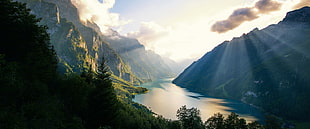 river and mountains, mountains, landscape