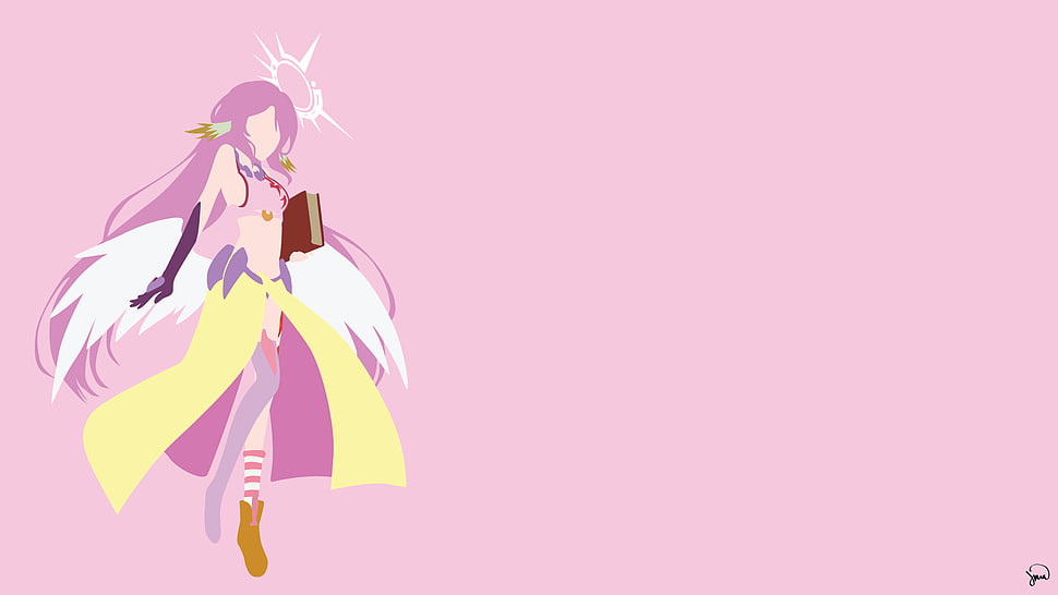 female angel cartoon character illustration, Jibril, No Game No Life, anime vectors HD wallpaper
