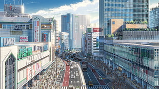high-rise building illustration, Makoto Shinkai , Kimi no Na Wa