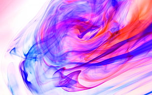 art photography of blue, purple, and red smoke