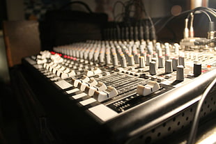white and black electronic device, mixing consoles HD wallpaper