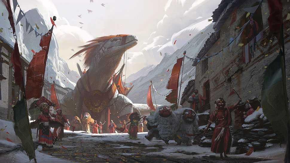 grey dragon illustration, fantasy art, dragon HD wallpaper