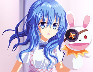 blue-haired anime character illustration, Yoshino, Date A Live