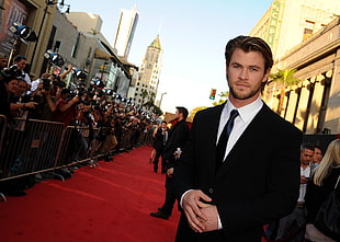Chris Hemsworth in red carpet HD wallpaper