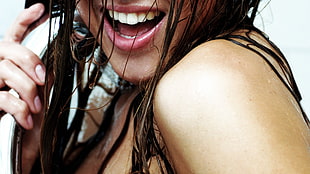 close-up of a woman smiling