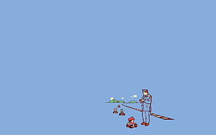 illustration of Mario Kart and policeman, minimalism