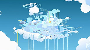 cloud city digital wallpaper, fantasy art, My Little Pony
