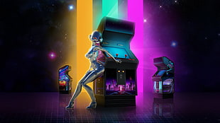 three game arcades illustration, androids, video games, arcade machine HD wallpaper
