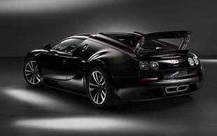 black Bugatti Veyron coupe, car, Bugatti Veyron