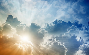 white clouds, clouds, sky, sunlight