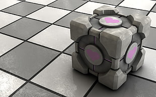 gray Rubik's cube, Companion Cube, Portal (game), video games, render