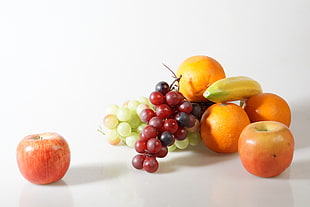 Apple, Grapes, orange and banana fruits