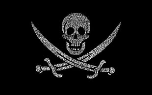 black and white pirate flag, skull, pirates HD wallpaper