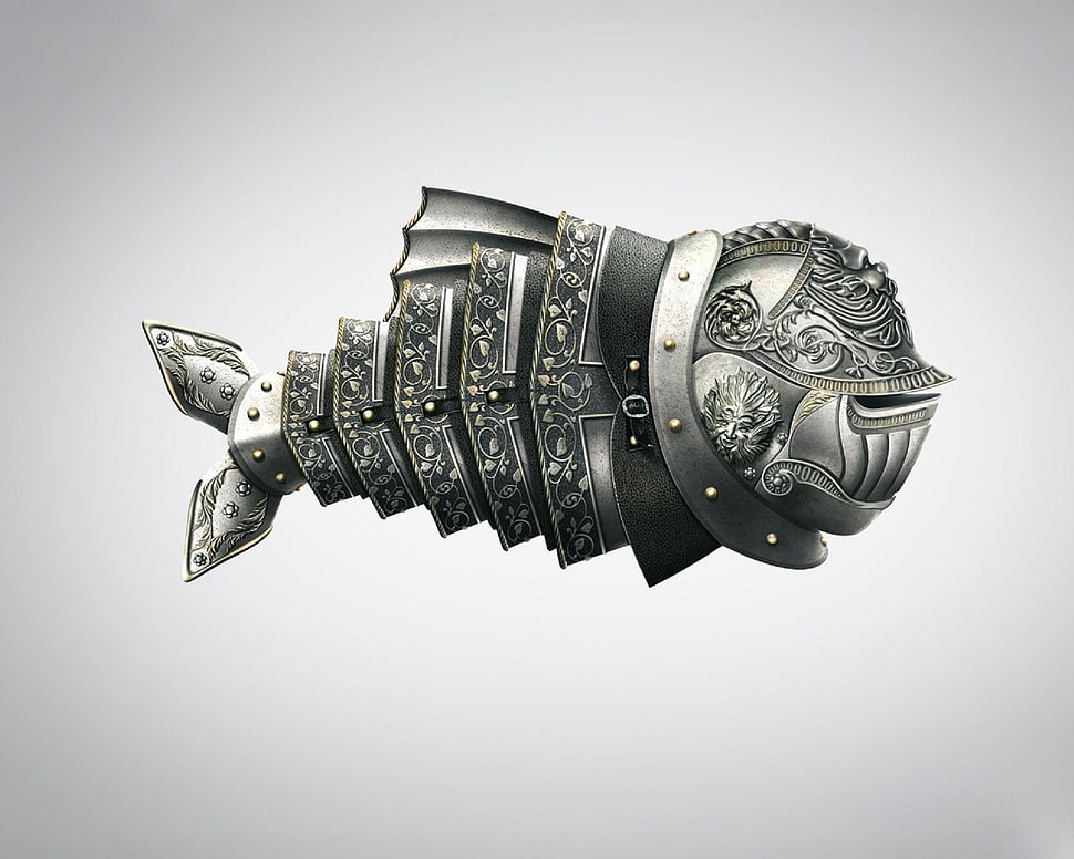 gray fish decor, minimalism HD wallpaper