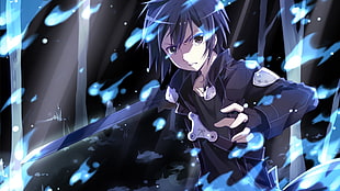 animated man holding sword, Sword Art Online, anime, Kirigaya Kazuto HD wallpaper