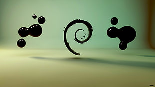 black fluid, Debian, Linux, digital art, render