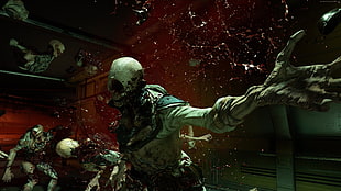 white monsters in exploded game scene HD wallpaper