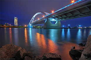 gray metal suspension bridge, architecture, Bratislava, Slovakia, bridge HD wallpaper