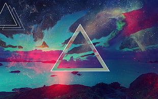 multicolored digital wallpaper, abstract, triangle, pink shoes HD wallpaper