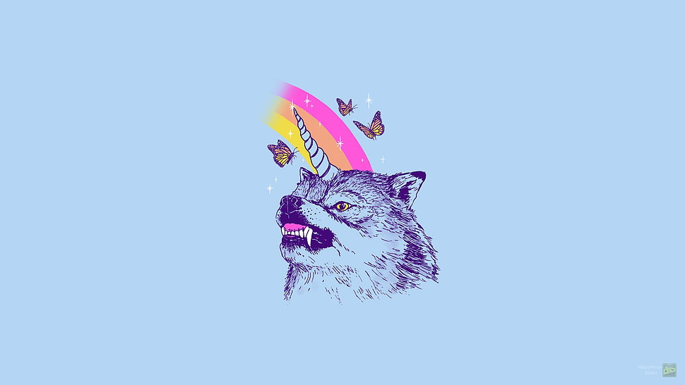 colored wolf unicorn clip art, wolf, unicorn, LSD, drugs HD wallpaper