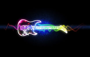 stratocaster-style electric guitar neon sign