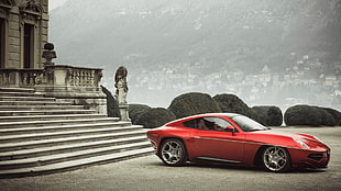 red coupe, Alfa Romeo, car, Disco Volante, red cars