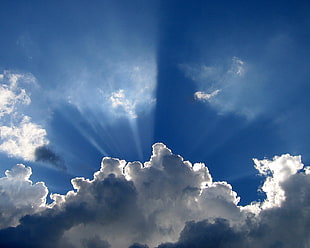 white nimbus clouds with blue sky photo HD wallpaper